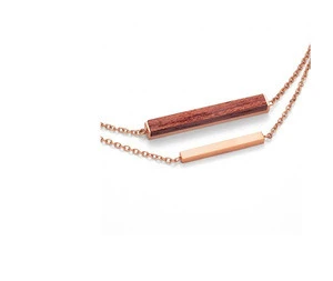 2019  fashion modern women jewellery decorative custom natural silver rose gold sandal walnut wood necklace