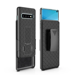 2019 new arrival shell holster combo case for samsung galaxy s10 with kickstand