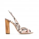 2020 Newest Women Fish Mouth Shoes Block Heeled Snake Skin Ladies High Heels Sandals