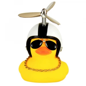 2021 creative arrivals promotional toys bell novelty mini portable cute yellow rubber duck with helmet
