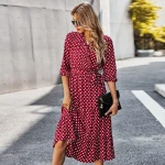 2021 spring and summer classic polka dot print dress women