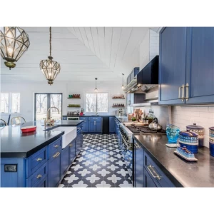 2022 Hangzhou Vermont Blue Shaker Kitchen Cabinets Modern Mdf Kitchen Cabinet Lacquer Painted