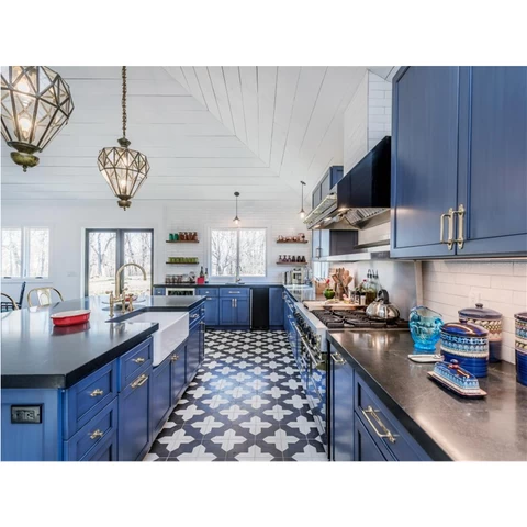 Buy Hangzhou Vermont Blue Shaker Kitchen Cabinets Modern Mdf Kitchen Cabinet Lacquer