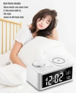2024 Multi function alarm clock wireless Qi charger Large Blue Tooth Speaker audio radio Theater System BT