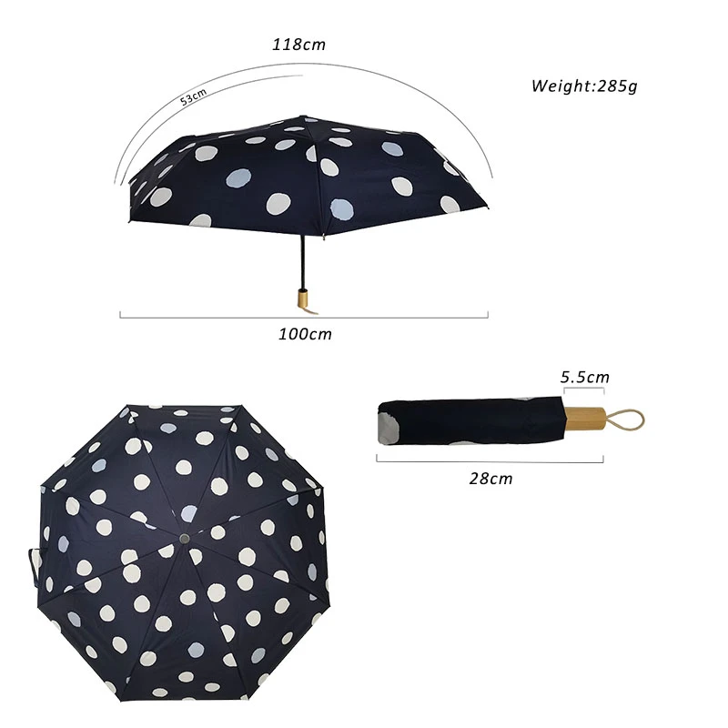 21 Inch Manual Open compact umbrella  Windproof  customer design Convenient 3 Folding Umbrella Sun protection