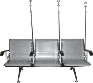 3 seats chrome medical transfusion chair infusion chair with IV drip