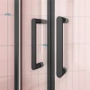 304 SS Retractable Clear Tempered Glass Accordion Glass Knob Hinges Door Shower Rooms with Soft Closing System in Matte Black