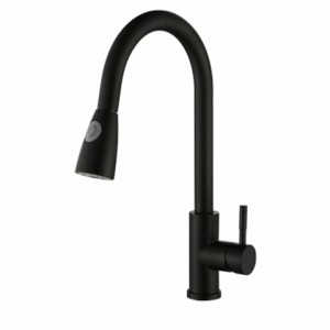 304 Stainless steel kitchen faucet black pull down kitchen faucet with pull down sprayer