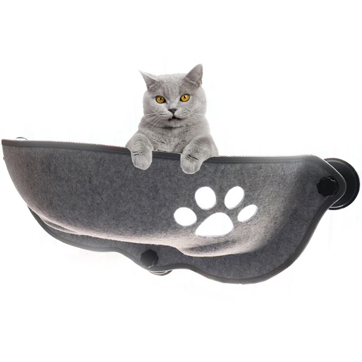3pcs suction cups removable cat beds boat shape felt cat hammock with soft cushion