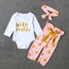 3Pcs/Lot Newborn Infant Baby Girls Clothing Sets Cotton Flower Print Summer Romper