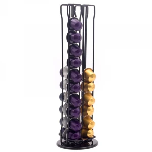40 Black for Nespresso Iron Metal  Rotating Coffee Capsules Holder for Rack Display Stand Storage