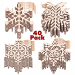40 packs unfinished snowflake shape xmas gift tags kids art & craft DIY hot selling christmas decoration small wood