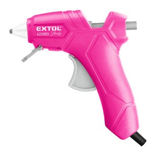 422003 EXTOL 7.2mm 25W electric anti-drip new design pink hot glue gun for paper/cork/wood/leather/textiles/plastics/ceramics