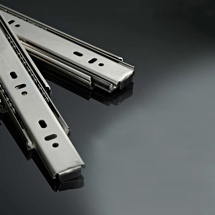 45Mm High Quality Electroplate 3-Fold Soft Closing Kitchen Cabinet Drawer Slide Channel Cold Rolled Steel Slide //