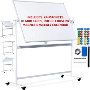 48x36 Classroom Dry Erase Mobile Magnetic Double Sided Whiteboard - Large Rolling Whiteboard with Stand on Wheels+Magnet+ Eraser