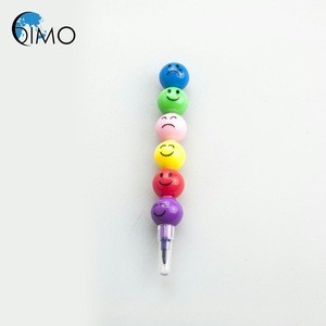 6 in 1 Multicolor Ball Shape Crayon Pen with Smile Printing
