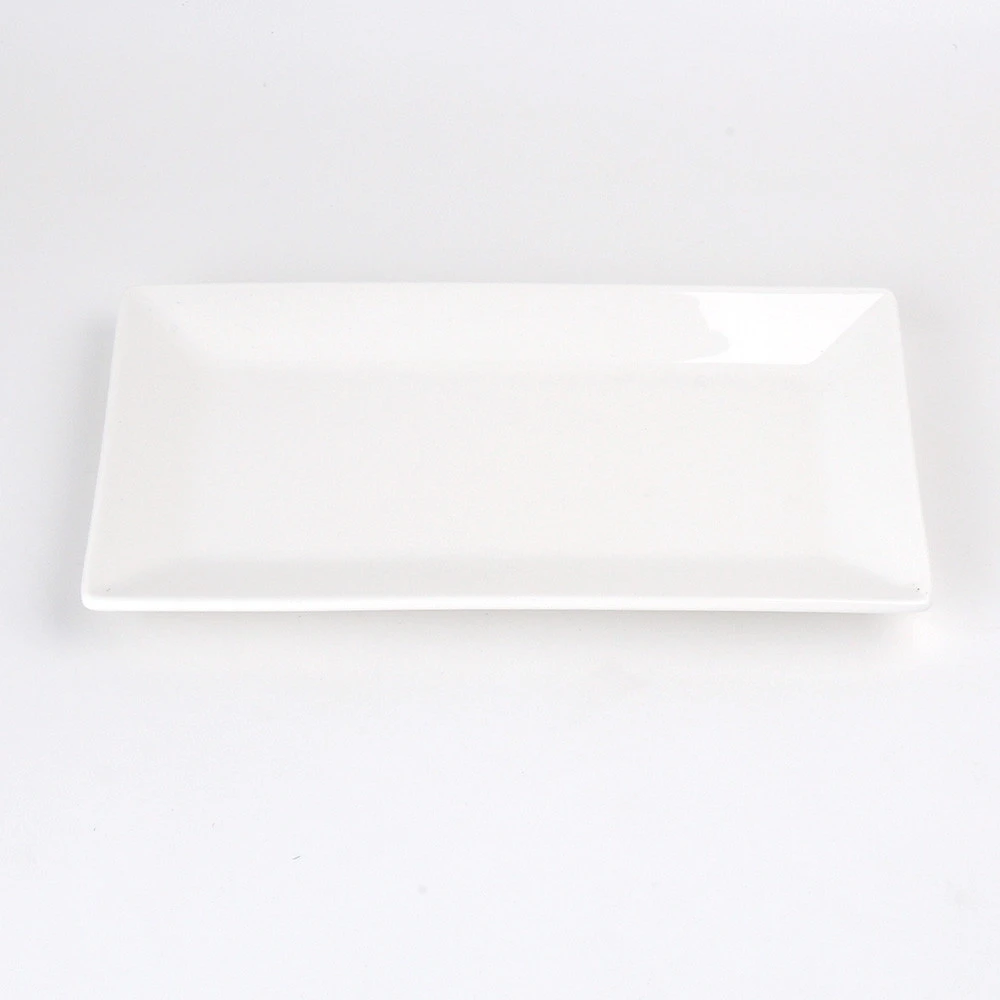 7 inch Logo Decal Artwork Design Hand Painted Rectangle Shape Ceramic Porcelain Sushi Plates Dishes