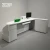 Import 8ft modern white lacquered reception counter L shaped beauty salon wooden reception desk from China