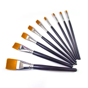 9pcs nylon hair wooden handle painting brush set