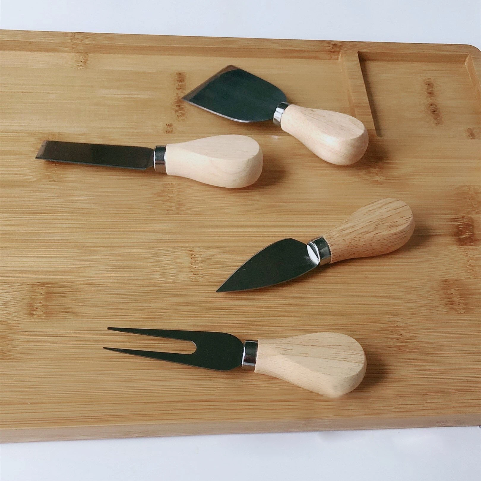 A3068 Custom bamboo cheese board cooked food plate meat board cheese party kitchen utensils cutting board set