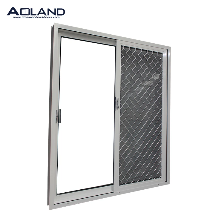 Aluminium glaze panel sliding glass door with mesh external doors with screen