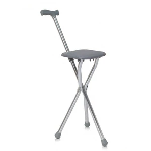 Aluminum Lightweight Folding Walking Stick Seat Crutch Stool Seat Cane
