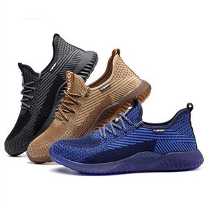 Amazon eBay Hot selling Women Fly Woven Work Boots Anti-smashp Steel Toe Caps Men Safety shoes