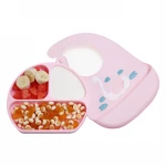 Amazon Hot Seller Silicone Portable Bowls Baby Silicone Baby Food Bowl Baby Bib Bowl