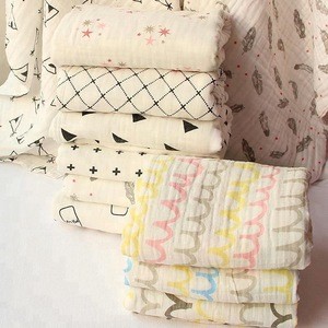 Amazon New Design custom print 100% cotton blanket baby muslin swaddle blankets