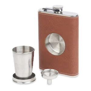 Amazon Top Seller Hip Flask Set with a Built-in Collapsible Shot Glass