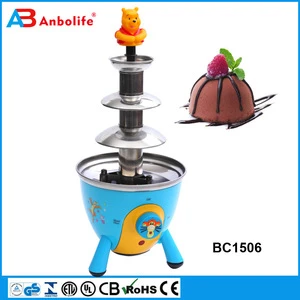 Anbo 4-tier lovely blue winnie  rotating frame stainless steel Chocolate Fondue Fountain sweet candy Chocolate Fountain