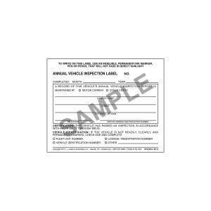 Annual Vehicle Inspection Label 50-pk. - 2-Ply, Vinyl with Laminate, 5&quot; x 4&quot; - Meet AVIR Requirements Under 49 CFR 396.17(c)(2)