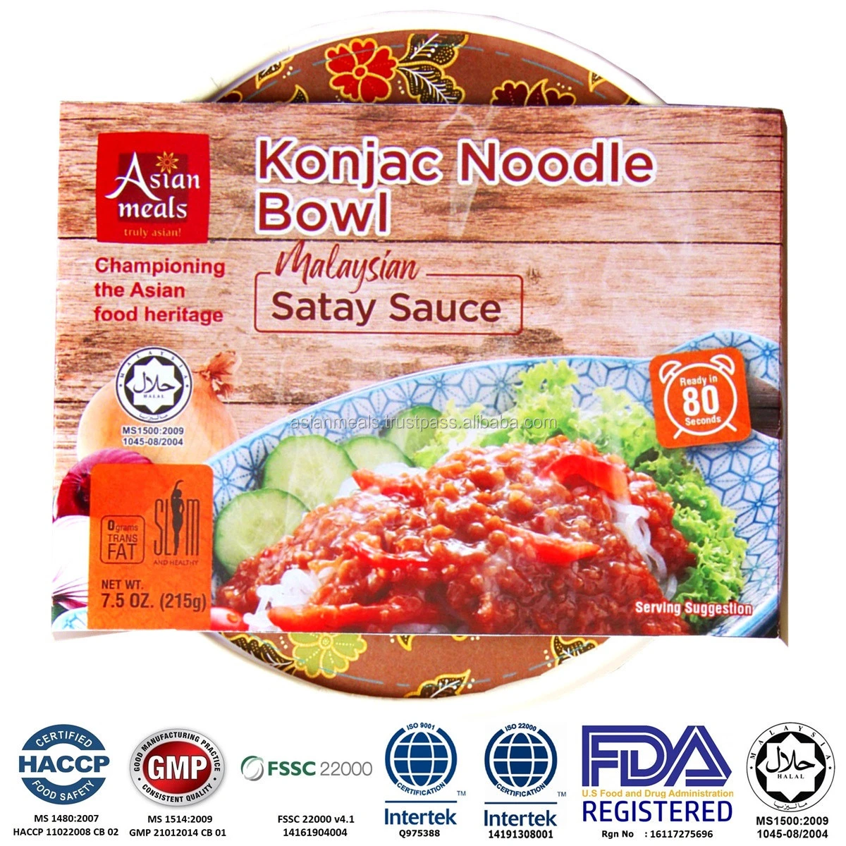 AsianMeals Konjac Yam Noodle Bowl Halal Malaysian Satay sauce instant Konnyaku Shirataki