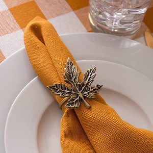 Autumn Leaf Brass Metal Fall Napkin Rings Indian Brass Silver Plated Leaf Napkin Ring