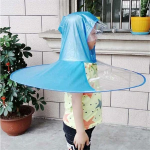 Baby cute cartoon UFO children umbrella hat hands free raincoat