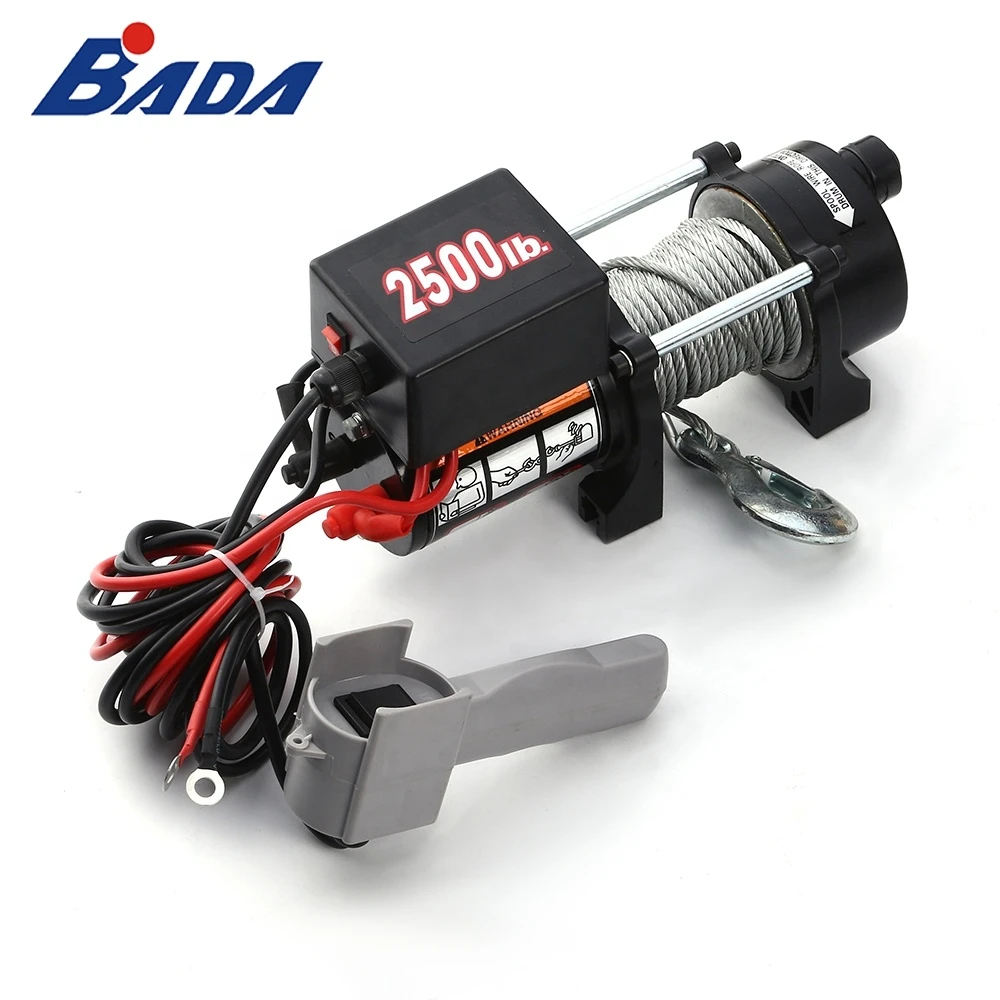 BADA 2500lbs 12V/24V DC car cheap small wire rope electric winch