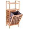 Bamboo Laundry Hamper Tilt-Out with Shelf &amp; Removable Liner for Bathrooms &amp; Spas Space Saving Storage Laundry Basket