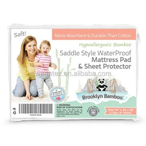 Bamboo Saddle Style Waterproof Mattress Pad &amp; Sheet Protector Hypoallergenic Better Than Cotton 34&quot; x 36&quot;