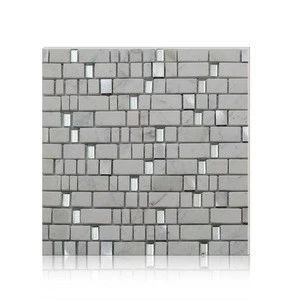 Barana Italy mosaic Tile,white marble floor mosaic tile,Italian Bianco Carrara white Square marble mosaic Supplier