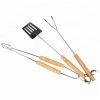 Barbeque Grill Tools Professional Stainless Steel Wooden Handle 3 pieces Bbq Grill Tool Set