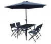 BC-13 Promotion aluminium garden restaurant 6PC table and folding Chair Outdoor dining set with umbrella