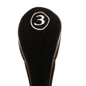 Black Golf Zipper Head Covers Headcovers Neoprene Traditional Plain Protective Covers Fits All Fairway Clubs