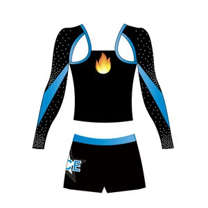 Blue Metallic Cheerleading uniform for cheerleader