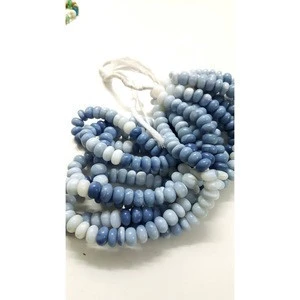Blue opal smooth rondelles loose beads