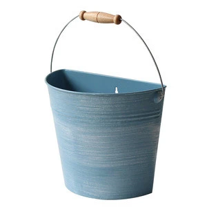 Blue Semicircle Shape Power Coated metal garden pot