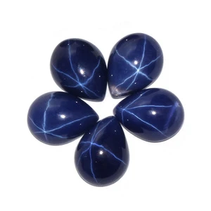 Blue synthetic pear cabochon cut star sapphire loose gemstone per piece price