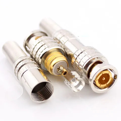 Buy Bnc Male Spring Coaxial Connectors Rg58 Rg59 Rg6 Terminal Gold ...
