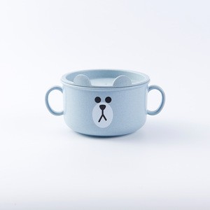 BPA Free Bear Pattern Wheat Straw Fiber Mug, Cute Plastic kids soup bowl