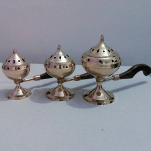 Brass Incense Burner With Wood Handle