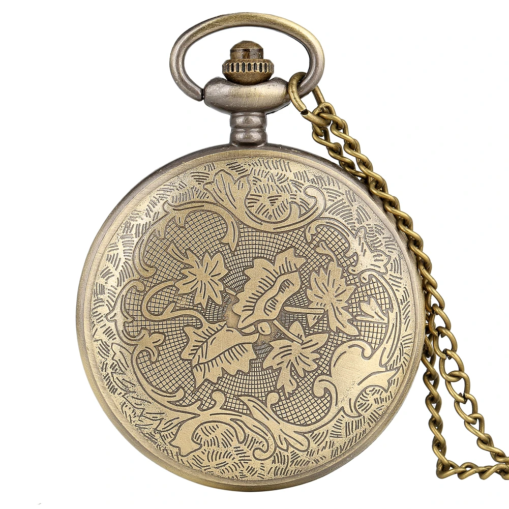 Bronze Steampunk Vintage Evil Dragon Fire Quartz Pocket Watch Gifts Relogio De Bolso Pocket Watch Chains